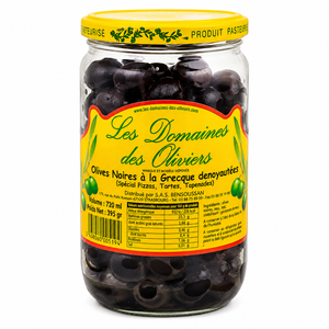 Les Domaines des oliviers - Olives noires a la Grecque denoyautees 395g